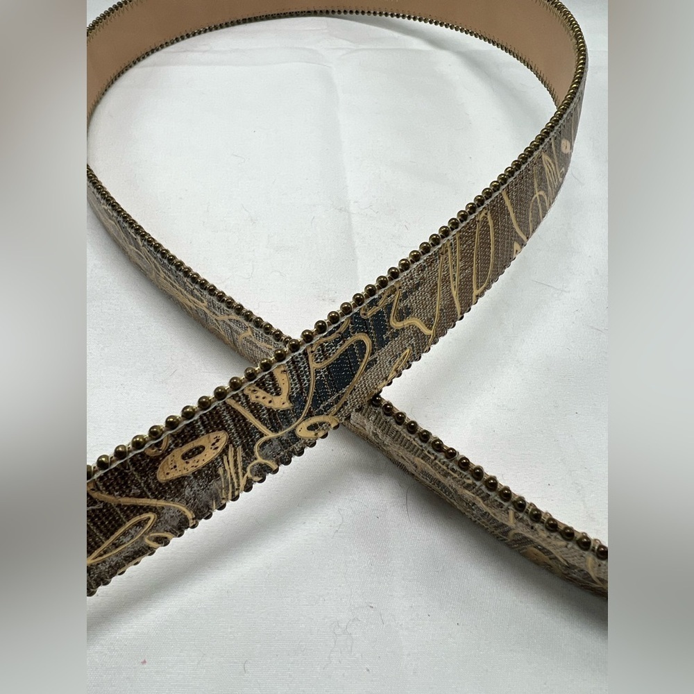 Designer Brown and Gold Patterned Belt - Picture 5 of 7